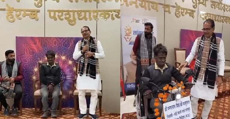 केन्द्रीय मंत्री शिवराज ने निभाया वादा, दिव्यांग पन्नालाल को भेंट की मोटराइज्ड ट्राईसाइकिल