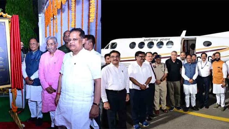 बिलासा देवी केवट एयरपोर्ट से शुरू हुई रात्रि उड़ान सेवा, मुख्यमंत्री ने भरी पहली रात की उड़ान