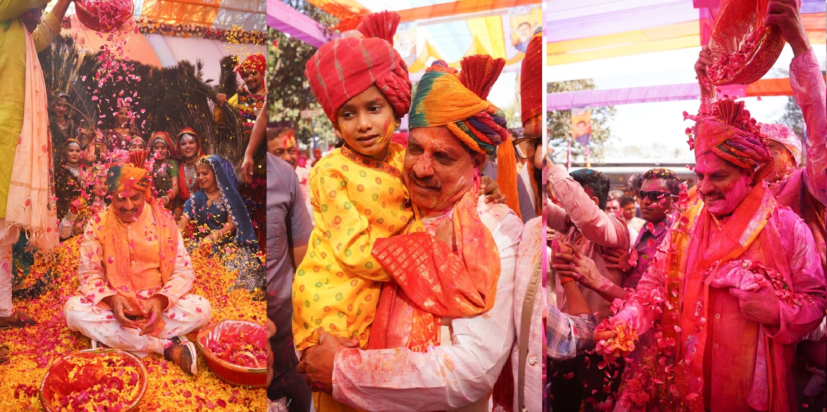 mp-cm-celebrate-holi-bhopal-bjp-workers