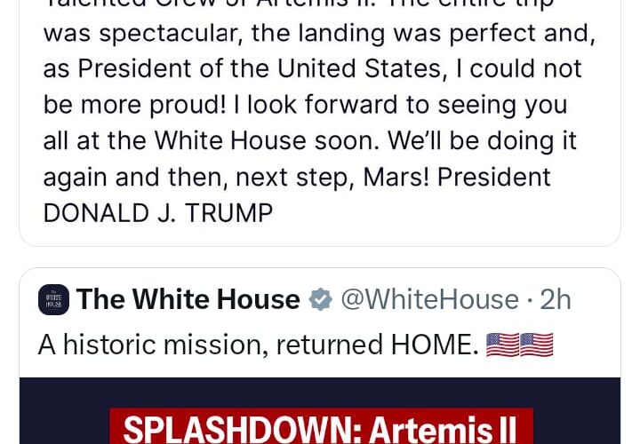 नासा का मिशन आर्टेमिस-2 पूरा, दस दिनों बाद चांद के पास जाकर लौटे चारों अंतरिक्ष यात्री